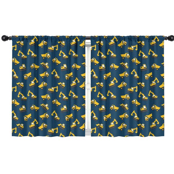 Blackout Kids Curtains,Cartoon Construction Vehicles Bulldozers Childrens Insulated Curtains Set Of 2,Bedroom Essentials,Toddler Room Decor 42"x54"