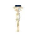 thumbnail image 3 of Angara Natural 0.85 Ct. Blue Sapphire with Diamond Halo Ring in 14K Yellow Gold for Women (Ring Size: 3), 3 of 10