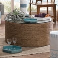 thumbnail image 5 of Jamie Young Co Harbor Round Coastal Rattan & Glass Coffee Table in Natural, 5 of 5