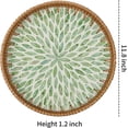 thumbnail image 7 of LZLINGMEI Round Rattan Tray for Home Decor 11.8 inch, Modern and Boho Decor Serving Tray with Mother of Pearl Inlay, Wicker Basket for Coffee Table, Hand Woven Decorative Tray Plates, 7 of 7