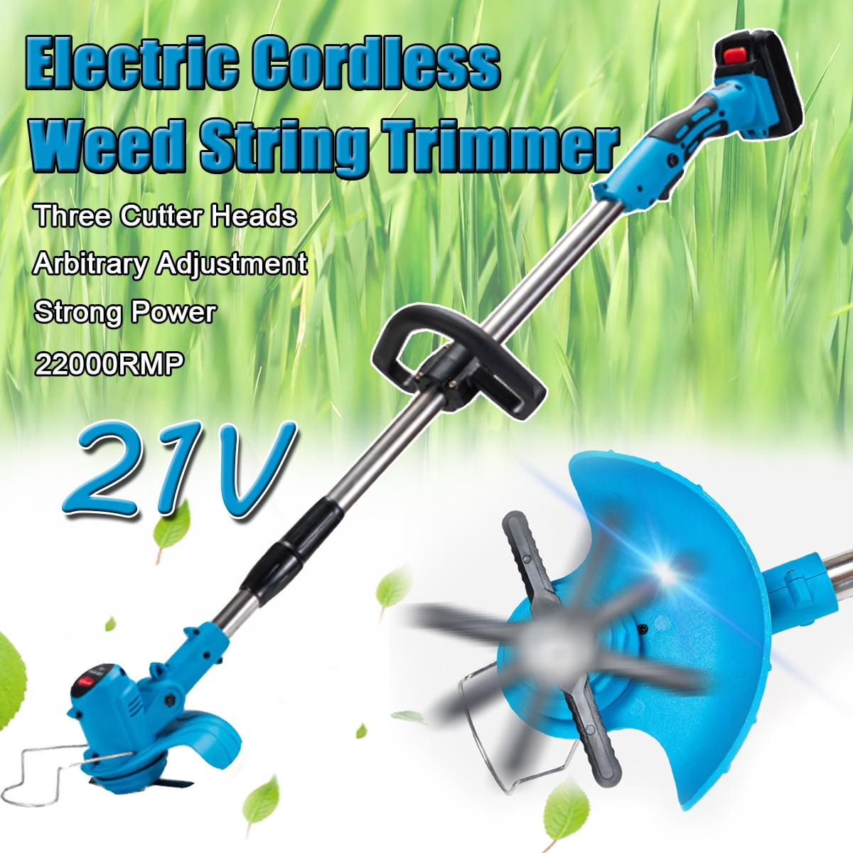 Electric Grass Trimmer Adjustable Lawn Mower 21V LithiumIon Cordless