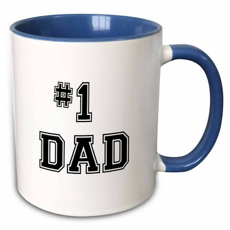 3dRose #1 Dad - Greatest Dad - Fathers Day - Best Dad Award - black text - Two Tone Blue Mug,