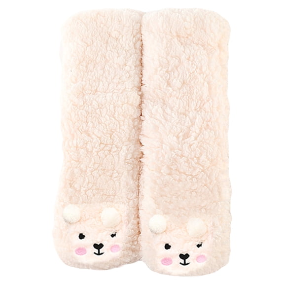 COSMOBETTY 1 Pair Women Thermal Socks Mid Calf White Berber Fleece Warm Slipper Socks for Indoor Winter
