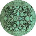 thumbnail image 1 of Ahgly Company Indoor Round Oriental Turquoise Blue Traditional Area Rugs, 3' Round, 1 of 4
