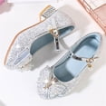 thumbnail image 7 of Mary Jane Princess Shoes with Shiny Bow, Glitter Girls Party Shoes, Flower Girl Shoes for Banquets, Birthday Parties, Cosplay Dance Shoes Silver 13 M, 7 of 7