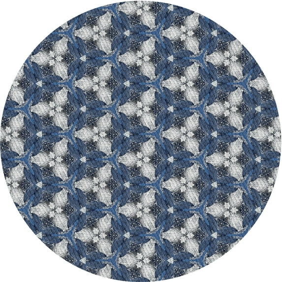 Ahgly Company Indoor Round Patterned Blue Gray Novelty Area Rugs, 3' Round