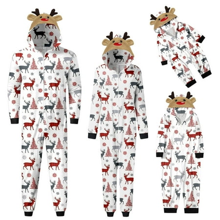 

Cathalem Christmas Pajamas for Family plus Size 4xl Men Dad Merry Christmas Sets White Prints Hooded Plaid Family Pajamas Set Suit White Small