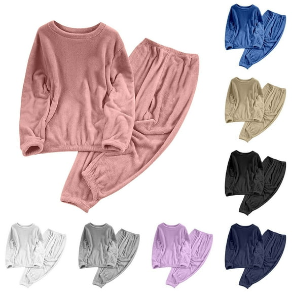 Women Plush Fluffy Pajamas Set Soft Sherpa Fleece Warm Pjs Winter Cozy Fuzzy Loungewear 2 Piece Lounge Sets