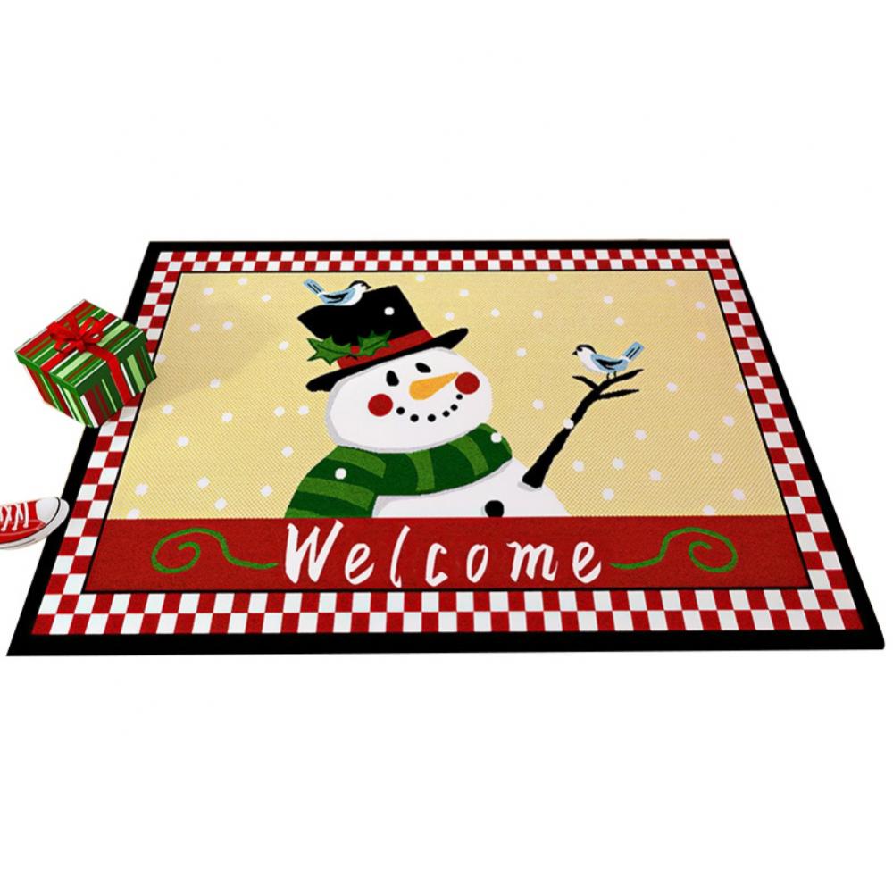 Indoor Doormat Entryway Rugs, Christmas Reindeer and Xmas Tree Red