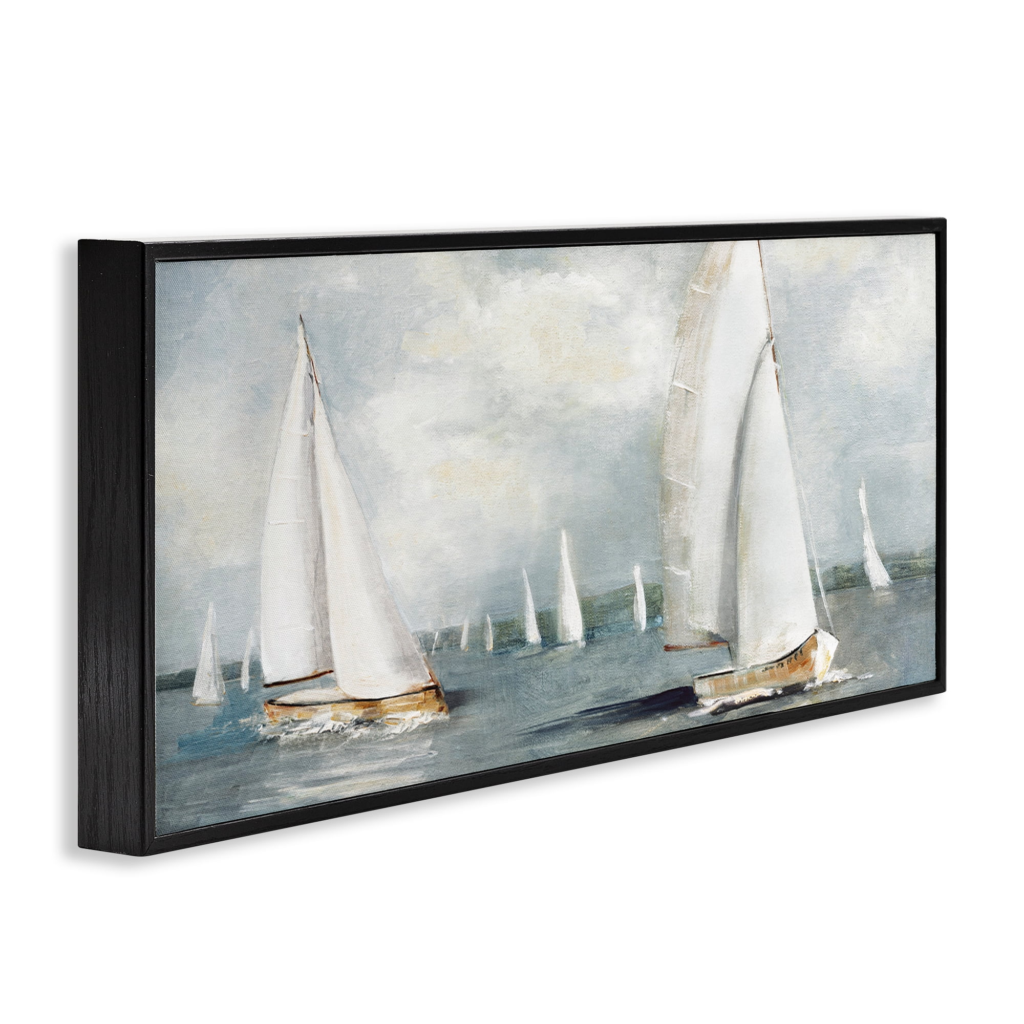 Stupell Industries Windy Sailboat Fleet Black Framed Giclee Art, design by Sally Swatland