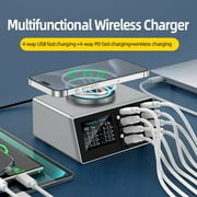Wireless Charging Stand with Cable and Charger Magnetic wireless fast charging base, multifunctional interface charger