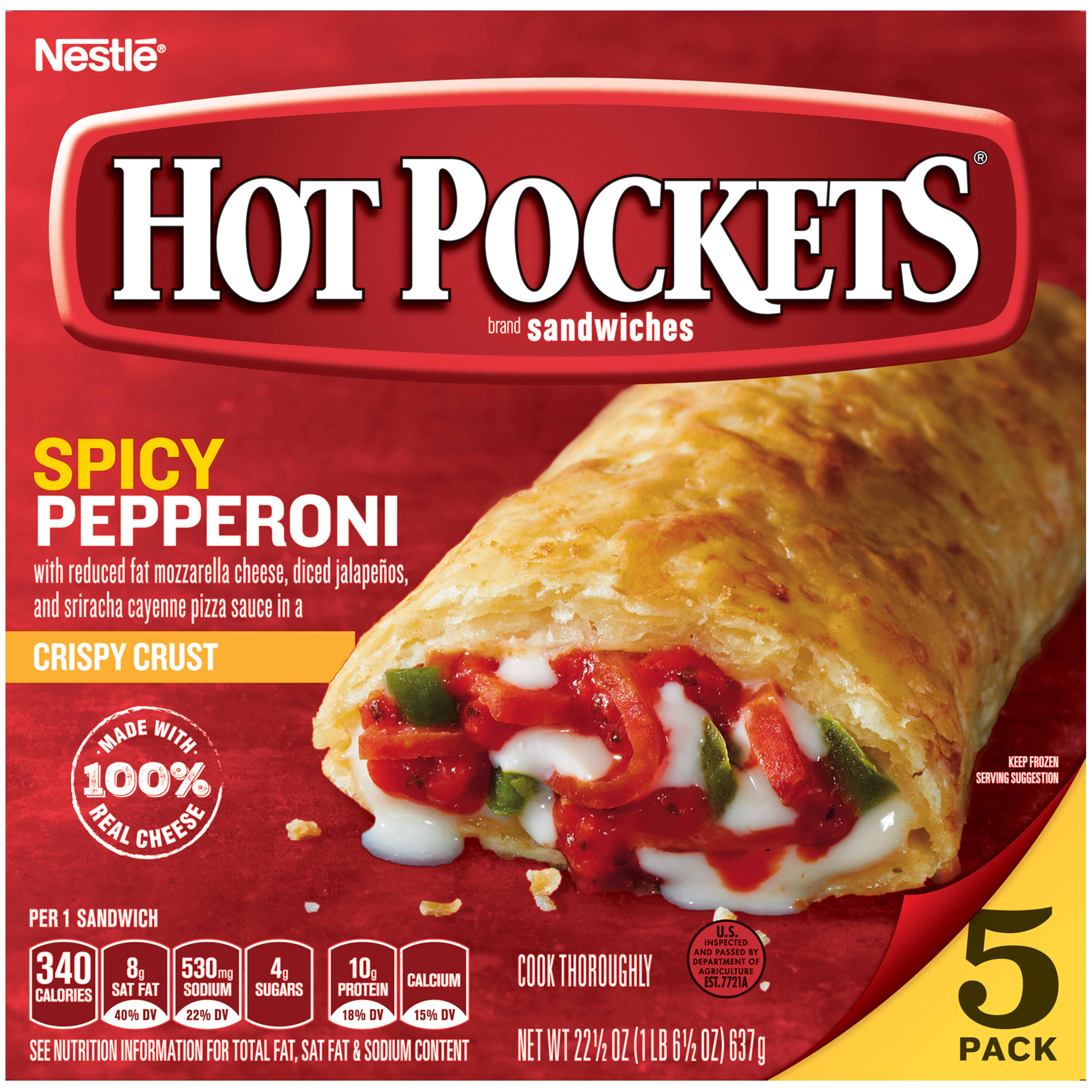 HOT POCKETS Spicy Pepperoni Frozen Sandwiches 22.5 oz.