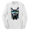 thumbnail image 2 of DJ Kitty Cat with Headphones | Mens Cat Lover Long Sleeve T-Shirt, White, Large, 2 of 3