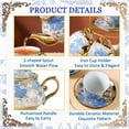 thumbnail image 5 of AJONALAA 20 Pcs Tea Set,European Ceramics Tea Cup Set for Adult,Coffee Cups with Metal Holder,6 People(Blue), 5 of 10