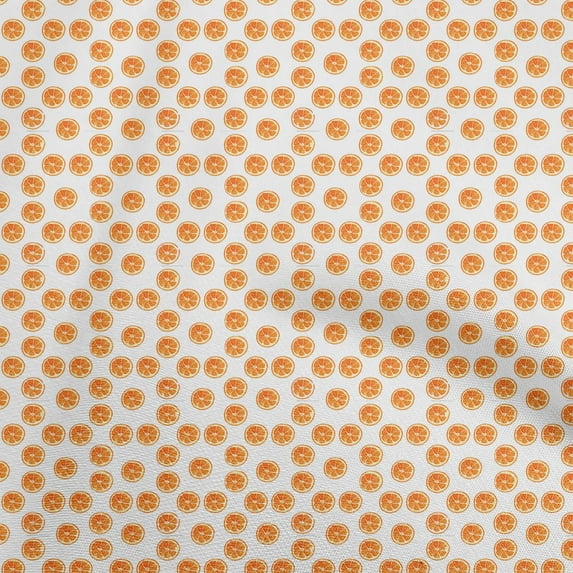 oneOone Cotton Cambric White Fabric Orange Dress Material Fabric Print Fabric By The Yard 56 Inch Wide
