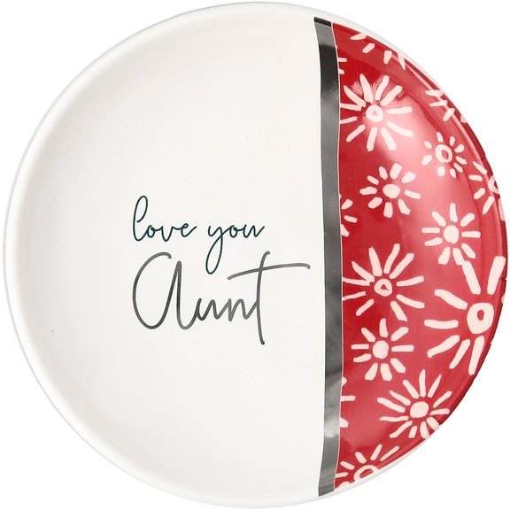 Pavilion Gift Company Keepsake Tray-Love You Aunt Jewelry Dish, 4" Round, Pink