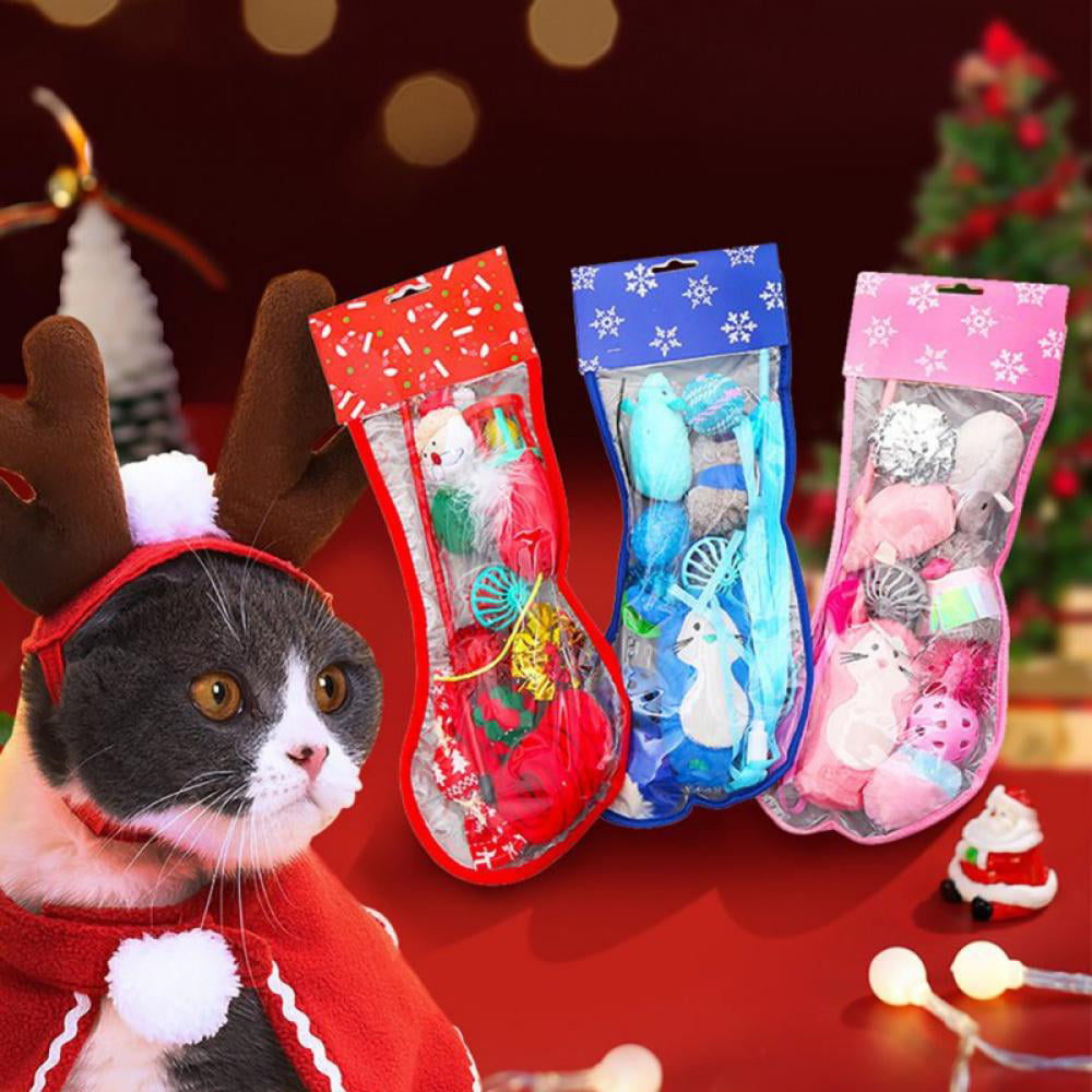 18 cat toys Christmas Stocking catnip ball jingle toy mice rattle holiday B3 