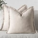 thumbnail image 1 of Juego de 2 fundas de almohada decorativas MIULEE, 50 x 50 cm, con flecos, color beige, 1 of 7