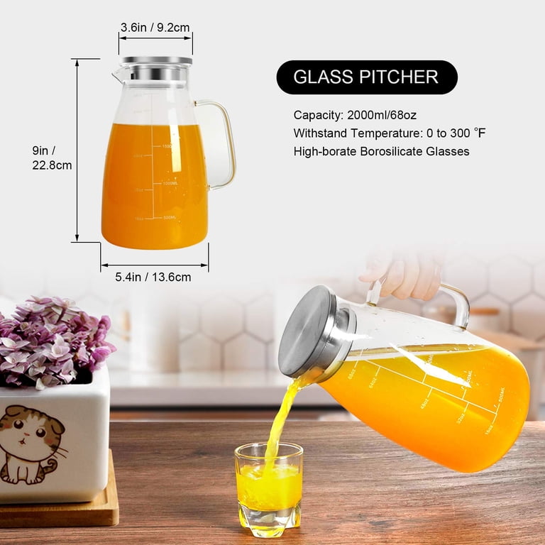 Aofmee 68oz Glass Pitcher with Stainless Steel Lid photo 3