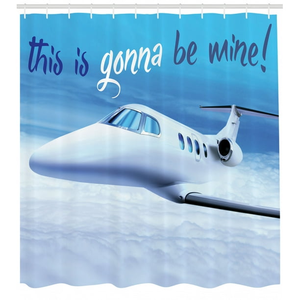 Plane Aviation Private Jet Sky Decor, Aviation Themed Shower Curtains