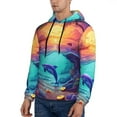 thumbnail image 2 of KLL Hawaiian Island Dolphin Print Mens Hoodie Long Sleeve Casual Pullover Hooded Sweatshirt Fashion Drawstring Hoodies with Pocket-Medium, 2 of 6