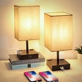 thumbnail image 1 of OUTON Table Lamps Set of 2, Nightstand Lamp for Bedroom with USB C+A Charging Ports & AC Outlets, Touch Control, 3-Way Dimmable Bedside Lamp Flaxen Fabric Shade for Living Room(Bulb Included), 1 of 6
