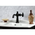 thumbnail image 3 of Kingston Brass KS3540RKX Webb One-Handle Single-Hole Bathroom Faucet with Knurled Handle and Push Pop-Up Drain, Matte Black, 3 of 7