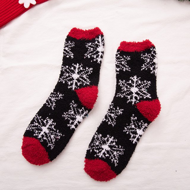 wholesale Calcetines navideños de Papá Noel de dibujos animados de Navidad Calcetines borrosos personalizados de Navidad cálidos a granel Calcetines navideños para mujeres