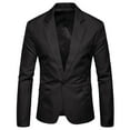 thumbnail image 3 of Gubotare Mens Suit Jacket Regular Fit Lapel Button Slim Fit Stylish Jackets Shirt Party Formal Solid Color Coat With (Black, XXL), 3 of 4