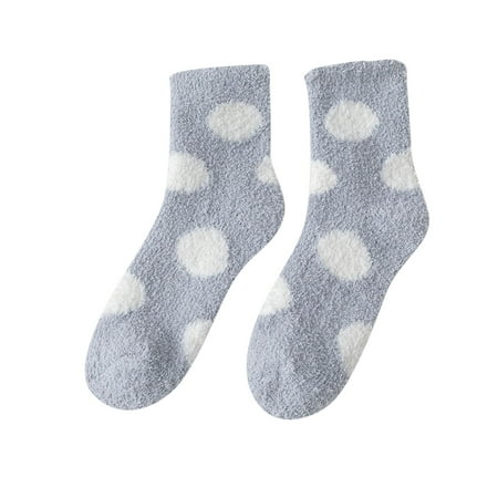 

Yubnlvae Stockings Women Fuzzy Socks Winter Coral Fleece Socks Polka Dot Cute Home Stocking