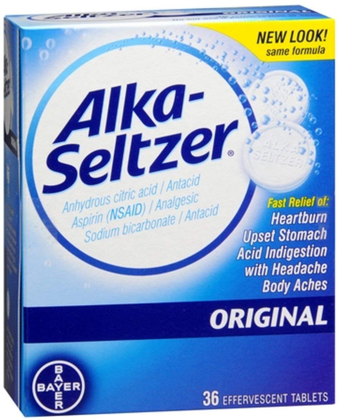 Alka-Seltzer Antacid Aspirin Analgesic Effervescent Tablet, 36 Ct, 2 Pack - image 2 of 4