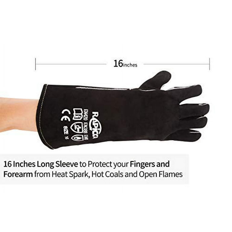 RAPICCA Welding Gloves Fire Heat Resistant: Black 16IN - Fireproof