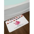 thumbnail image 2 of Halloween Bath Mat, Funny Candy on Stripes with Hanging Pumpkin Spider Flag Ornaments, Plush Bathroom Decor Mat with Non Slip Backing, 29.5" X 17.5", Pink Vermilion Dark Grey, by Ambesonne, 2 of 2