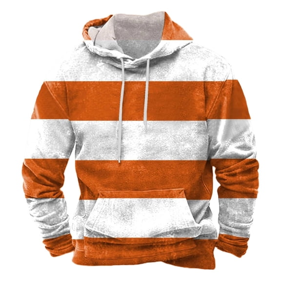 Valora Men Winter Outfit Men's Fall And Winter Hooded Sweatshirt With Drawstring Casual Loose Fit Sweater For Everyday Wear Orange XL