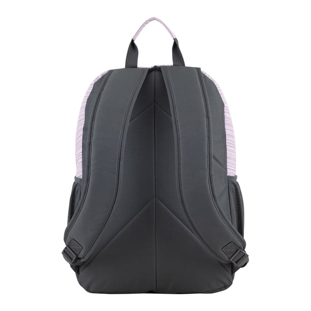 black leather backpack with pink white and burgundy stripes Ruby Model OSHI NO KO SuperGroupies USA forward function Eastsport Unisex Rally Sport 2.0