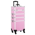 thumbnail image 3 of Topeakmart 4 in 1 Aluminum Rolling Cosmetic Makeup Train Cases Trolley, Pink, 3 of 14