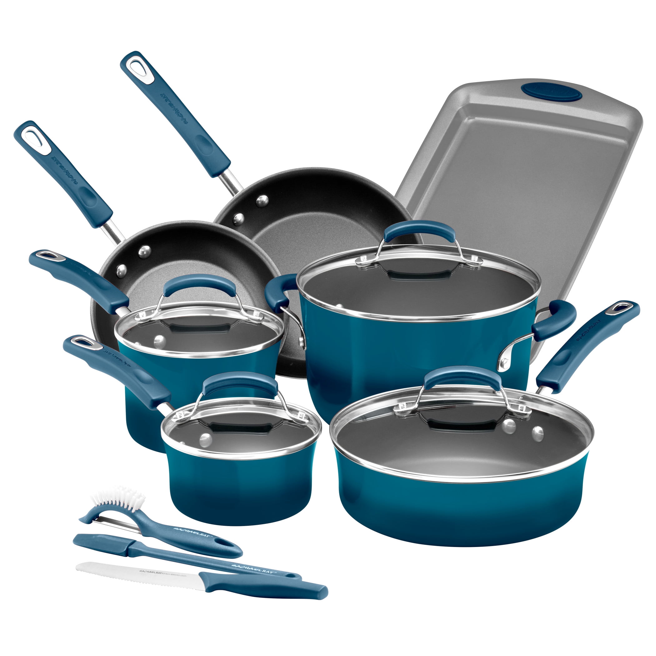 Details about   Nonstick 15 Piece Hard Enamel Aluminum Pots & Pans Cookware Set Marine Blue 