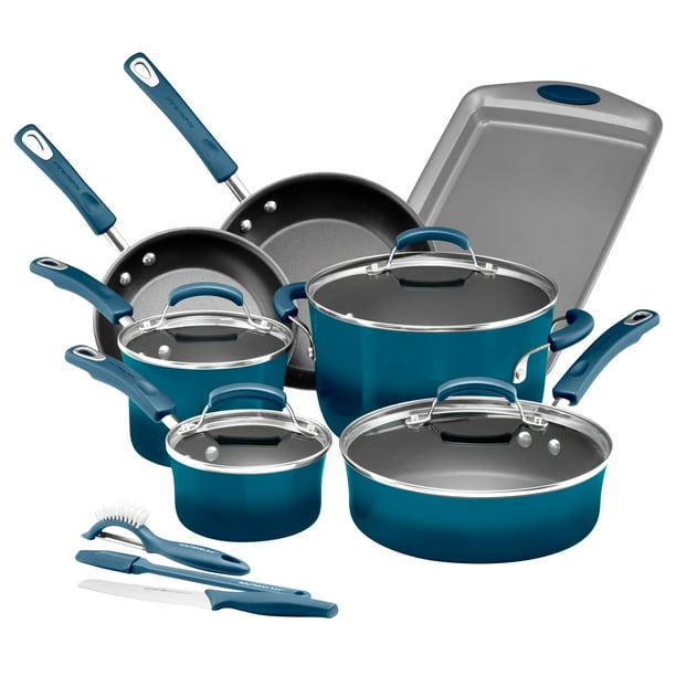 Rachael Ray 14-Piece Classic Bright's Hard Enamel Nonstick Pots and ...