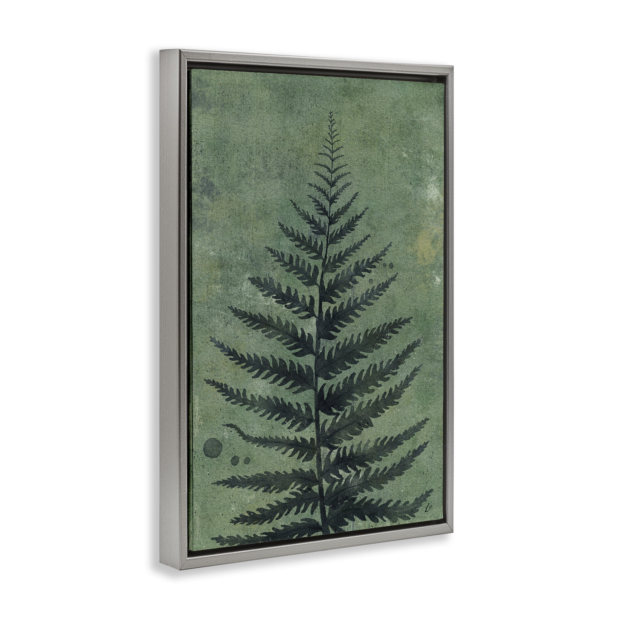 Stupell Industries Rustic Fern Impression Plants & Flowers Painting Gray Floater Framed Canvas Art Print Wall Art, 21 x 31