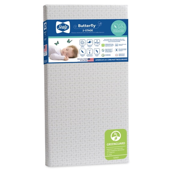 Sealy Butterfly 2-Stage Foam Crib & Toddler Mattress In A Box