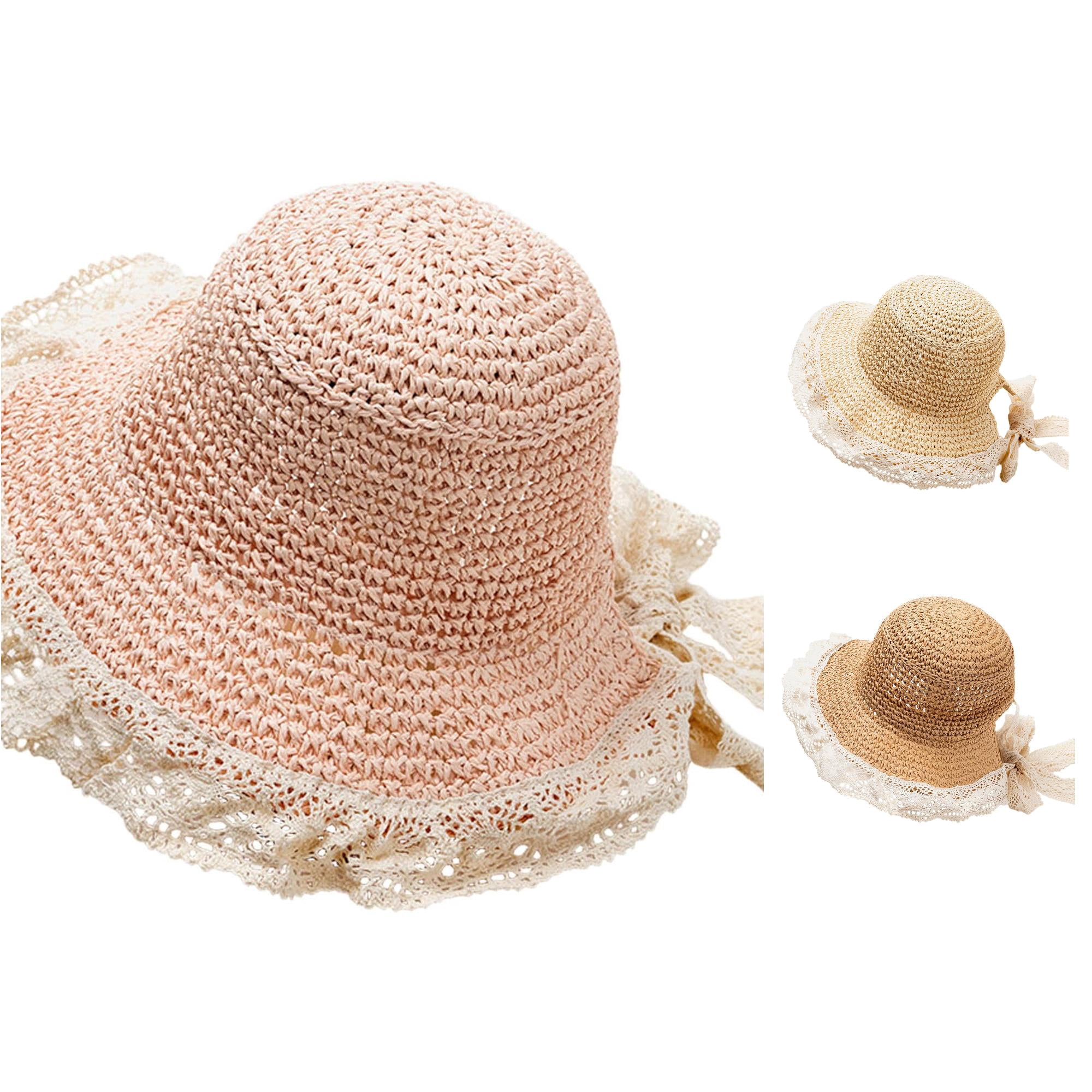 Afdoent Kids Sun Hat For Girls Wide Brim Beach Hats For Baby Toddler Summer Outdoor Sun Floppy Visor Cap Travel Vacation