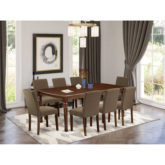 East West Furniture Dining Room Set Mahogany, DOAB9-MAH-18