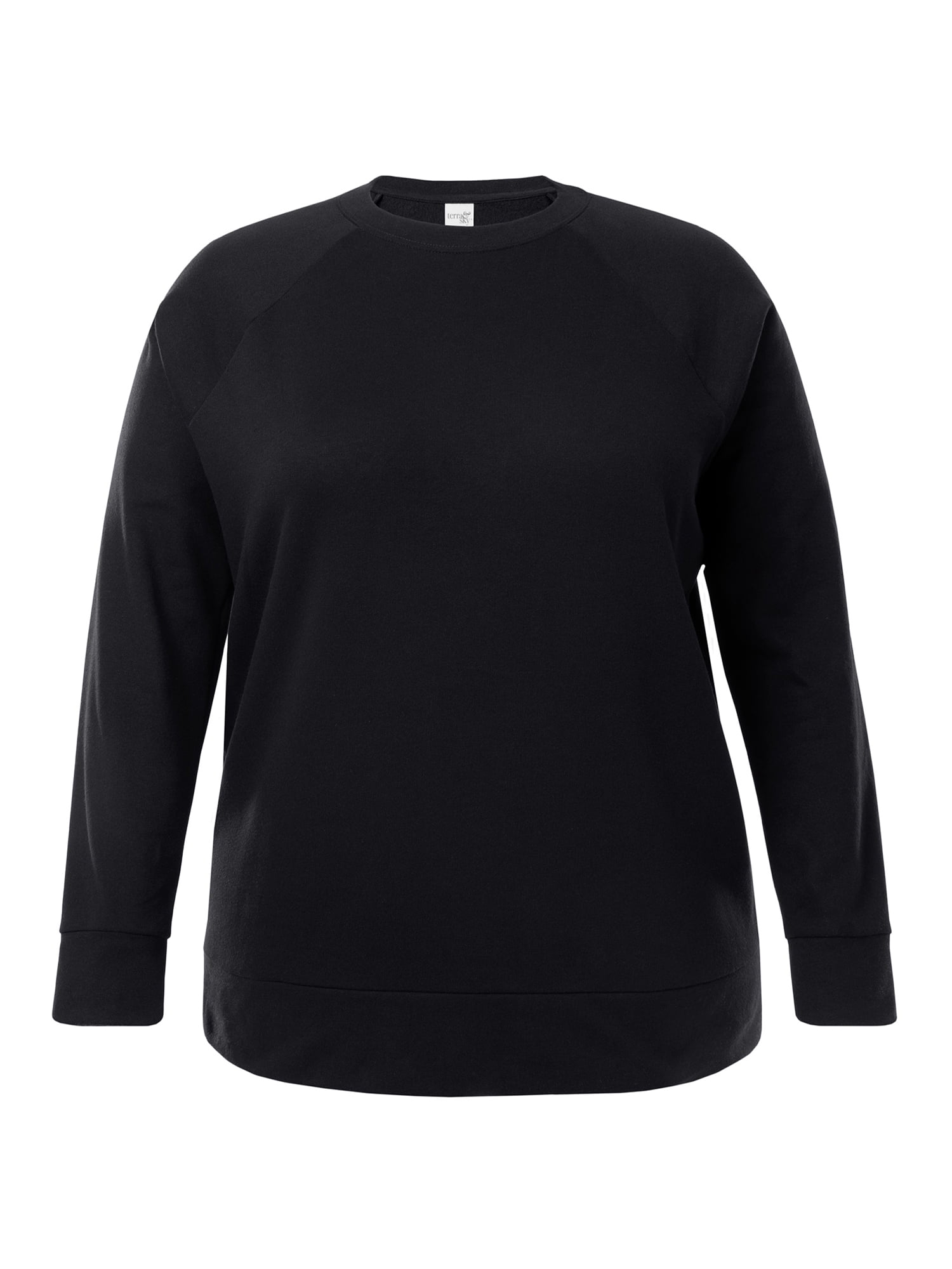 Terra & Sky Women's Plus Size Cotton Blend Fleece Sweatshirt, 2-Pack