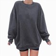 thumbnail image 3 of Godom Hoodies for Women Long Sleeves Casual Shirts Color Round Neck Sweatshirt Crewneck Pullover Tunic Tops Fall Winter Outfits Clothes, 3 of 4