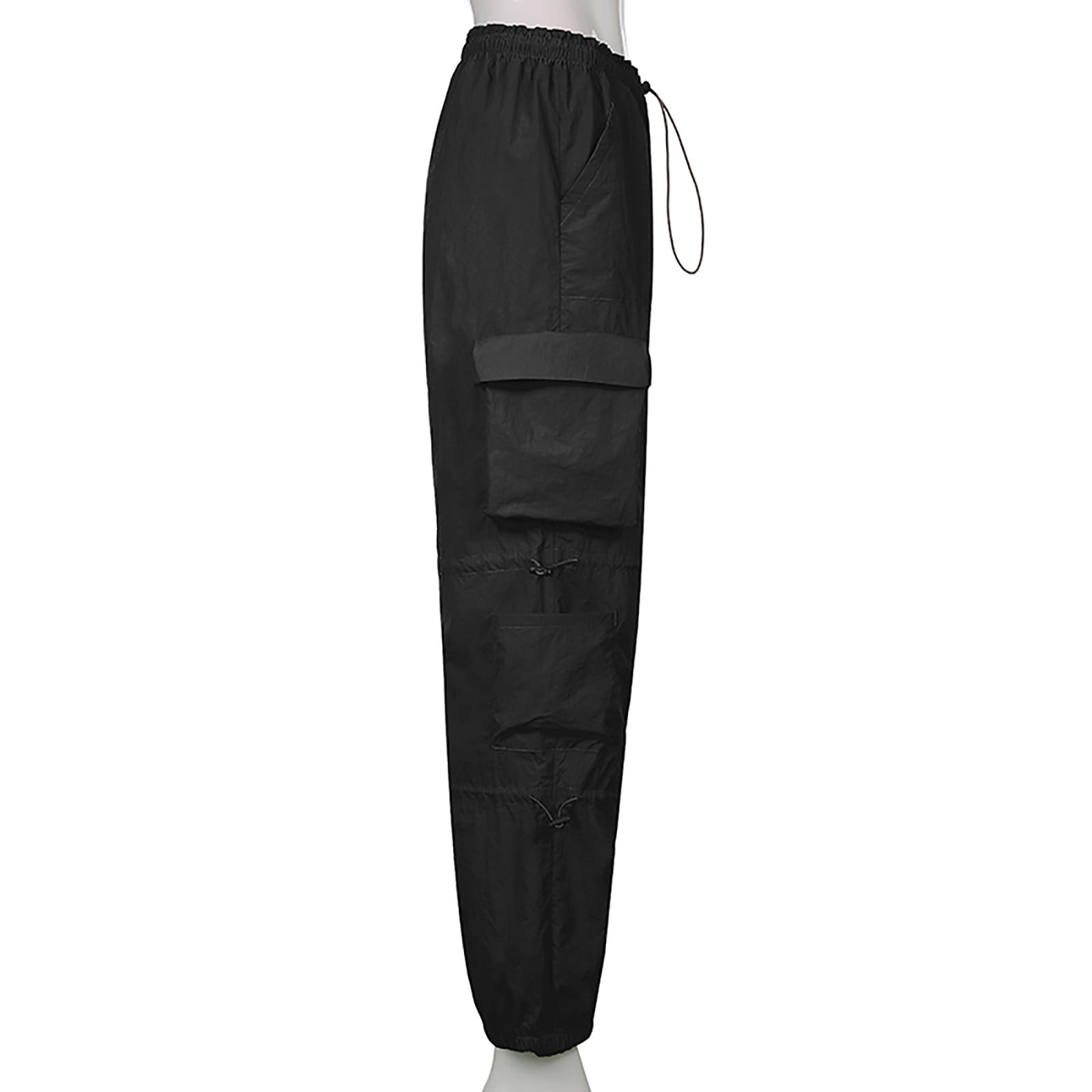  SOIATOT Womens Parachute Cargo Pants Lightweight Hiking Travel  Pants Adjustable Elastic Waist with Drawstring Quick Dry, Black XS :  Clothing, Shoes & Jewelry