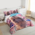 thumbnail image 3 of Homewish Cartoon Capybara Rodent Full Size Comforter Sets,Rustic Lotus Flower Bedding Comforter Set,Pink Brown Bedding Sets For Girls Kids,Super Cozy Room Decor Reversible,3-Piece, 3 of 8