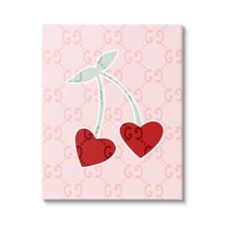 Stupell Industries Heart Cherry Pattern Food & Beverage Painting Gallery Wrapped Canvas Print Wall Art, 16 x 20