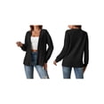 thumbnail image 3 of Chaquetas de Mujer de Color Liso, Larga, Frente Abierto, Chaqueta Regular Negro XL, 3 of 7