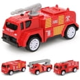 thumbnail image 3 of Caja de 4 Uds 1/60, coche de aleación con retroceso de alta simulación, modelo de colección de juguetes para niños (coche de bomberos tipo B), 3 of 5