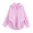 thumbnail image 6 of Craaazy Women's Lapel Striped Long Sleeve Button Down Shirts Gifts, 6 of 6